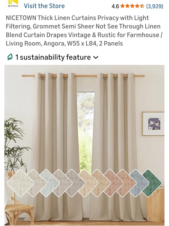 Other - Linen-Blend Grommet Curtains in Beige - 2 Panels